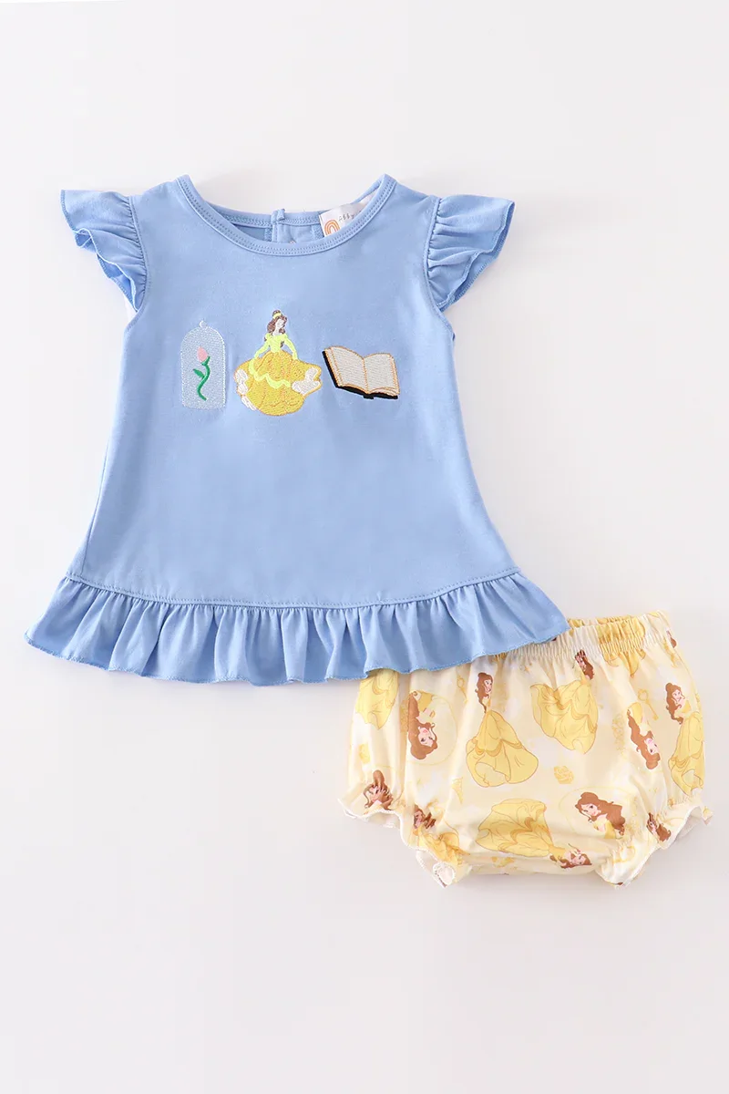 Image of Blue princess embroidery baby set