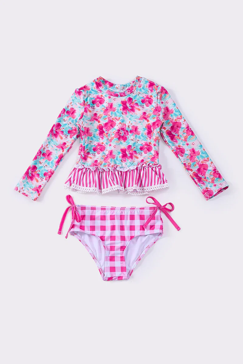 Image of Pink floral 2pc swimsuit