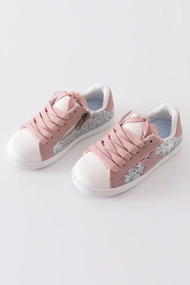 Image of Pink star glitter sneaker (toddler to big kids)