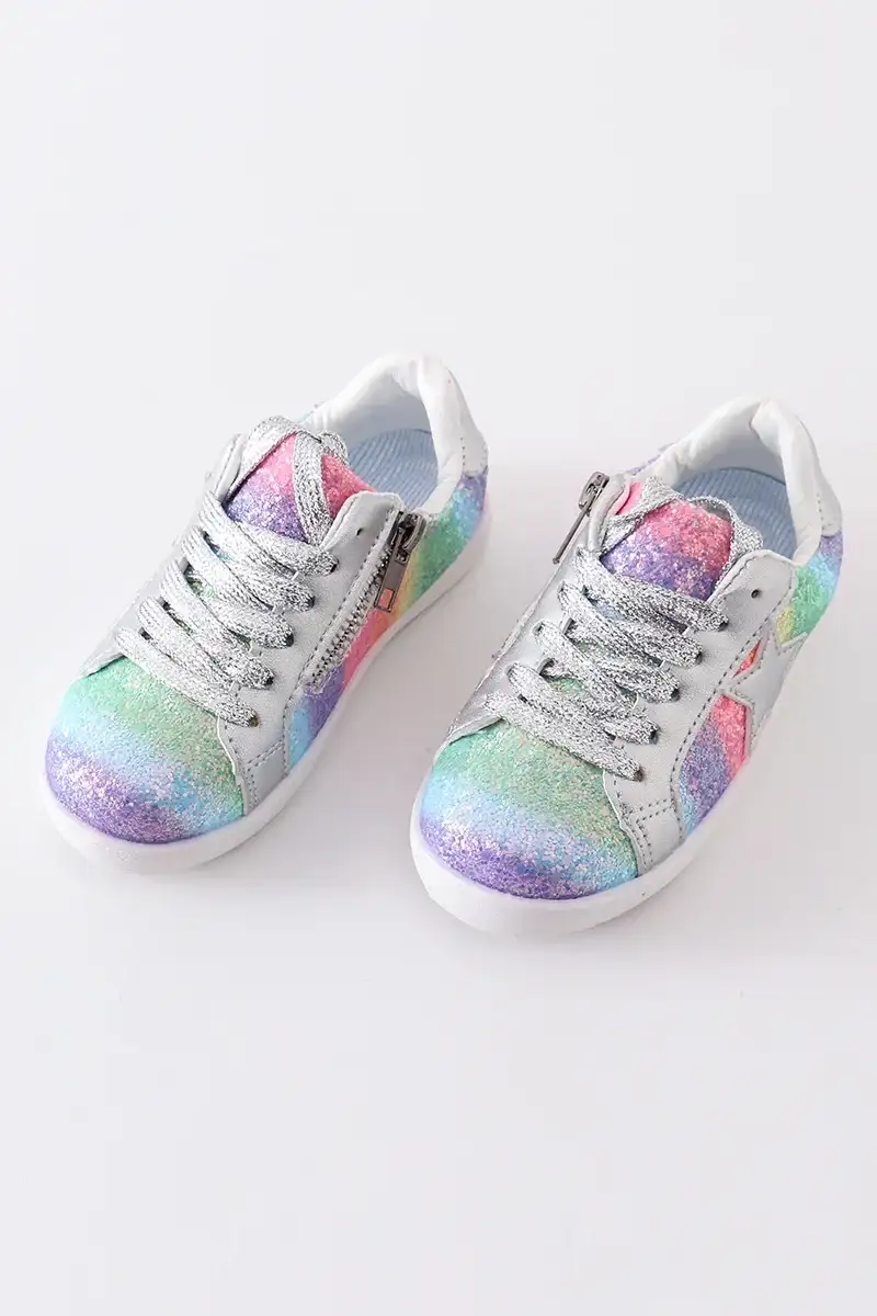 Image of Rainbow star glitter sneaker (toddler to big kids)