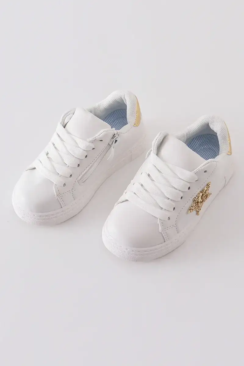 Image of White star glitter sneaker (toddler to big kids)