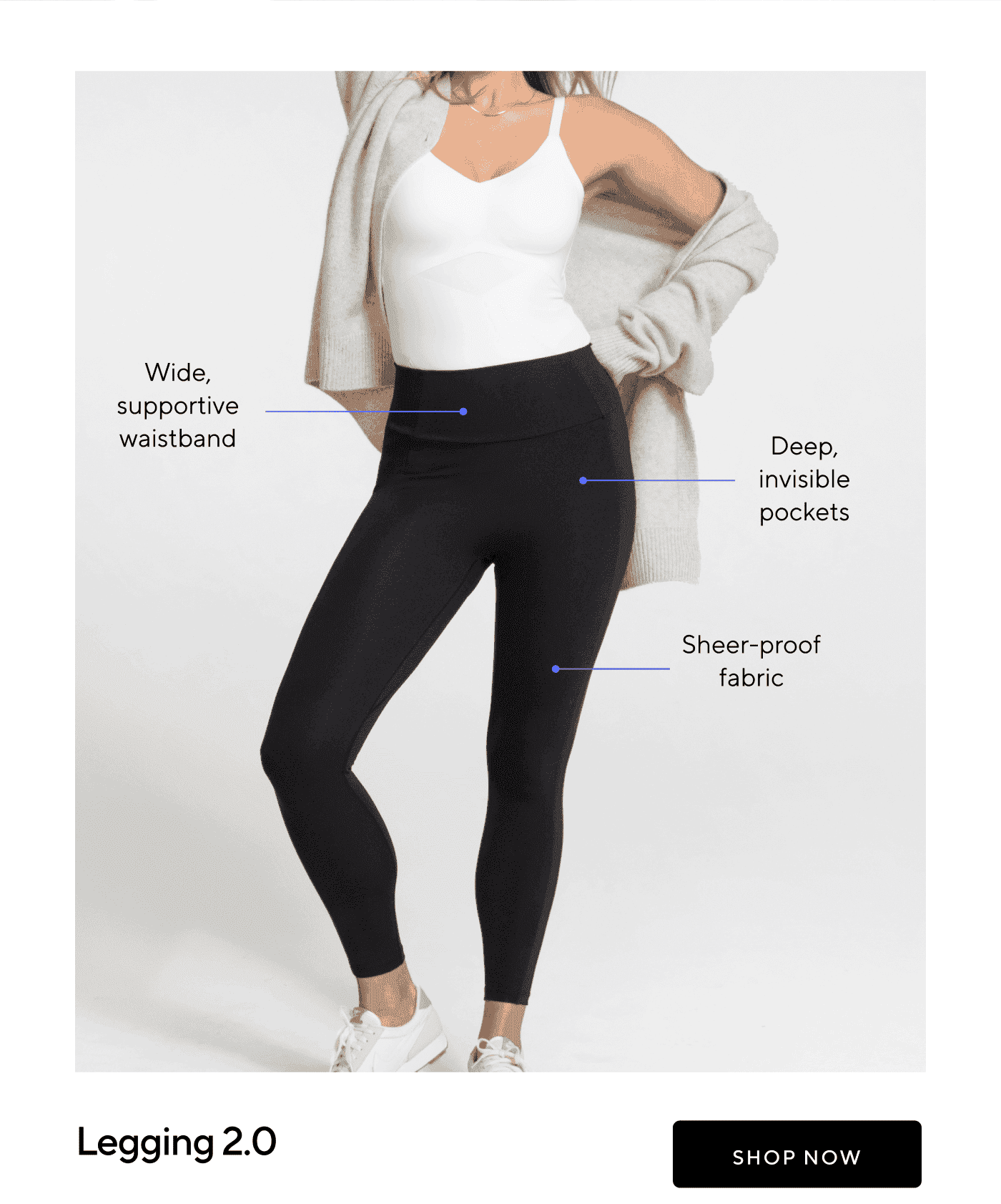 Wide, supportive waistband | Deep, invisible pockets | Sheer-proof fabric | Legging 2.0 | SHOP NOW 