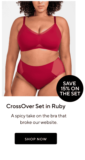 CrossOver Set in Ruby | A spicy take on the bra that broke our webiste. | Save 15% on the set | SHOP NOW