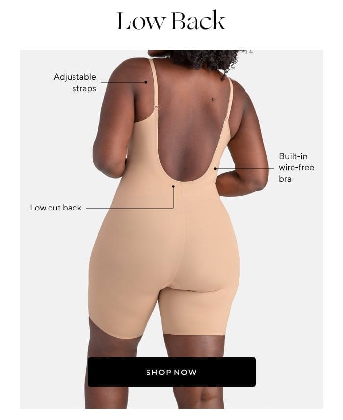 Low Back | Adjustabe straps | Built-in wire-free bra | Low cut back | SHOP NOW 