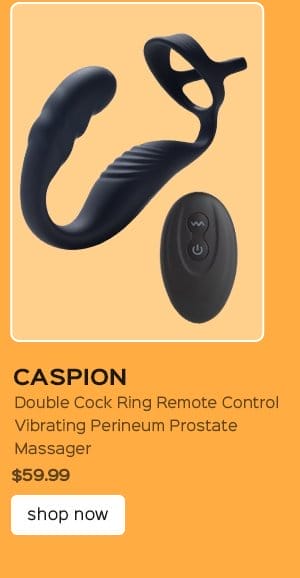 CASPION Double Cock Ring Remote Control Vibrating Perineum Prostate Massager