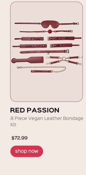 RED PASSION 8 Piece Vegan Leather Bondage Kit