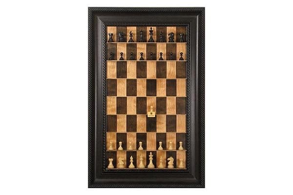 Straight Up Chess Board - Cherry Bean Series with Brown Traditional Frame