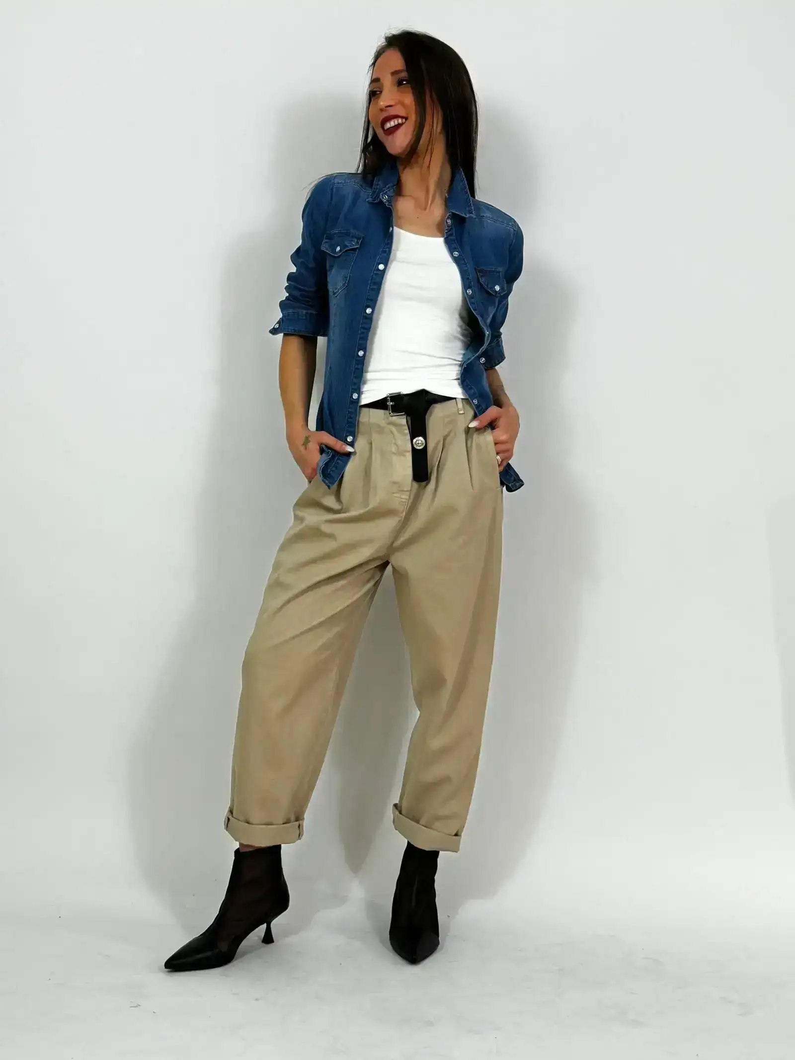 Image of Pantalone Susy Mix largo con pinces