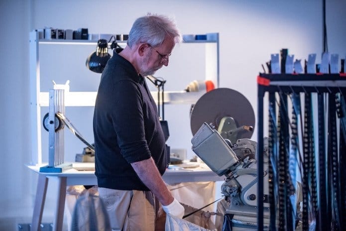 Walter at the Moviola in our recreation cutting room