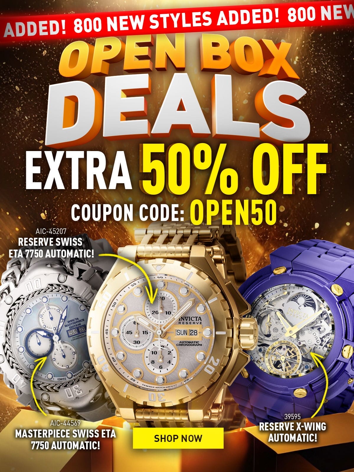 Open Box DEALS! - Extra 50% OFF - Coupon Code: OPEN50