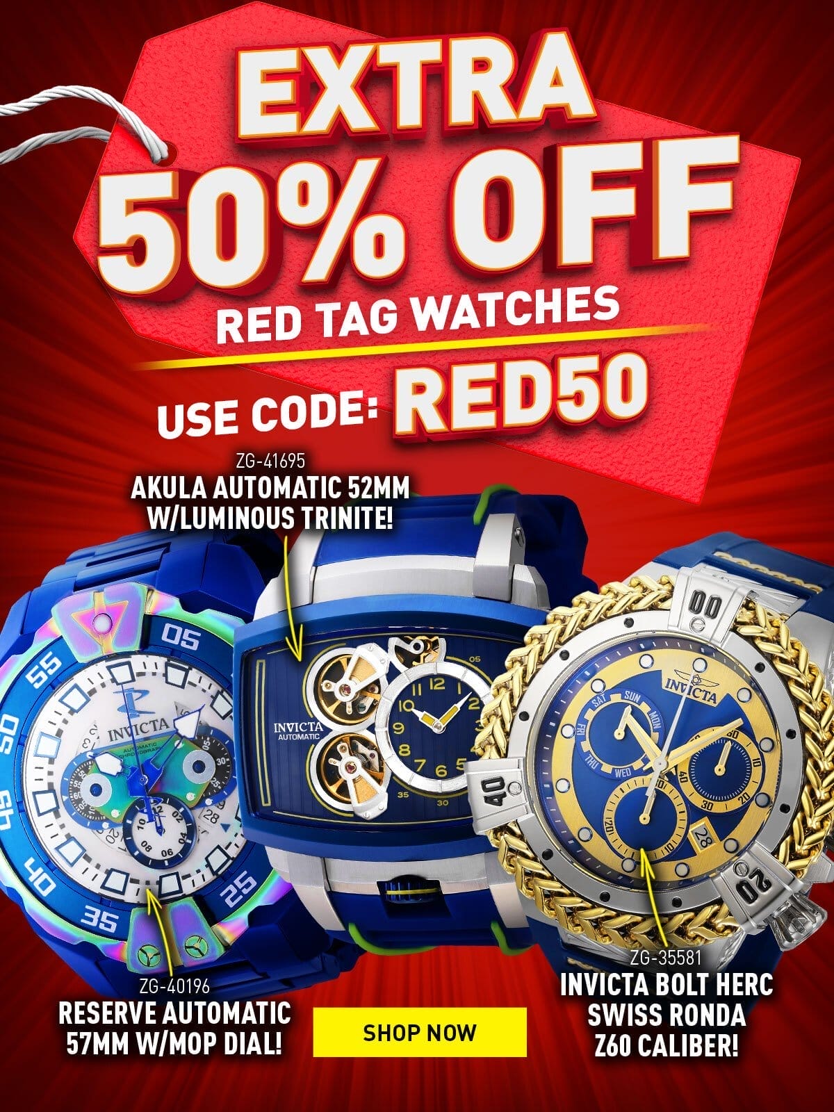 Extra 50% OFF Red Tag Watches