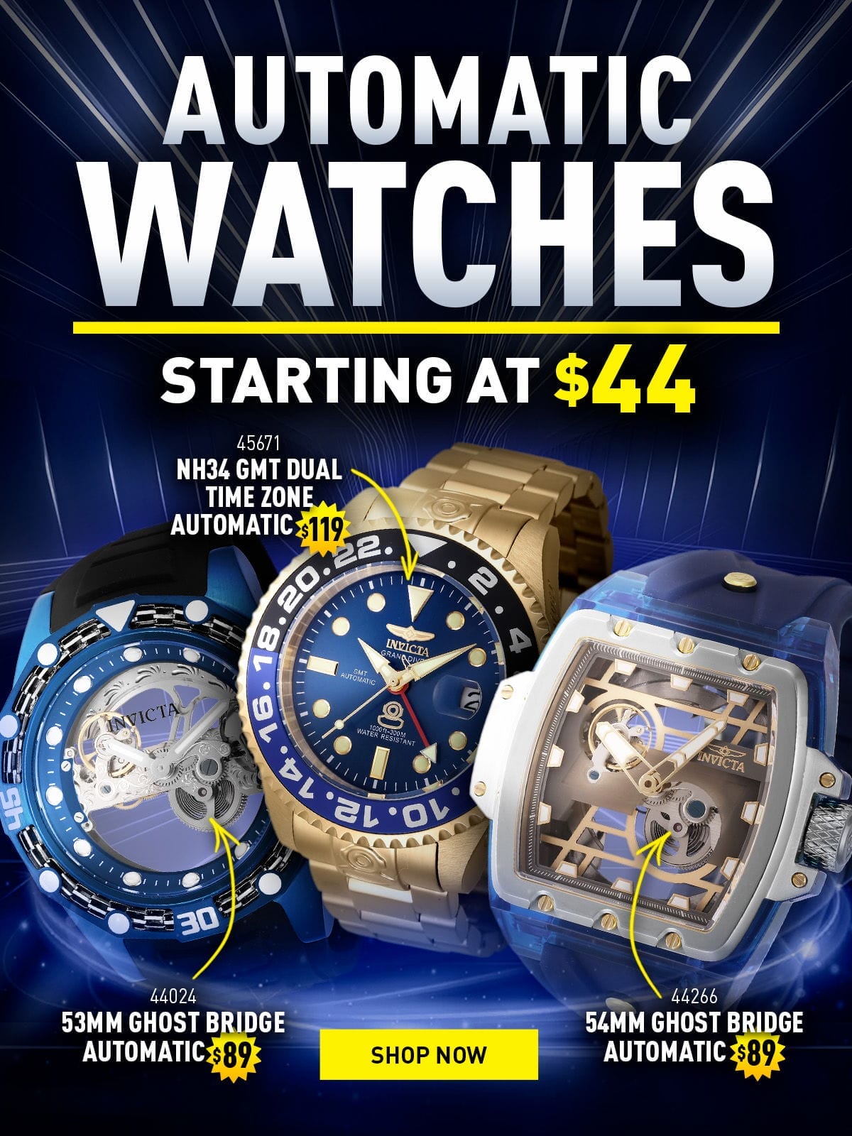 Automatic Watches - Starting at \\$44