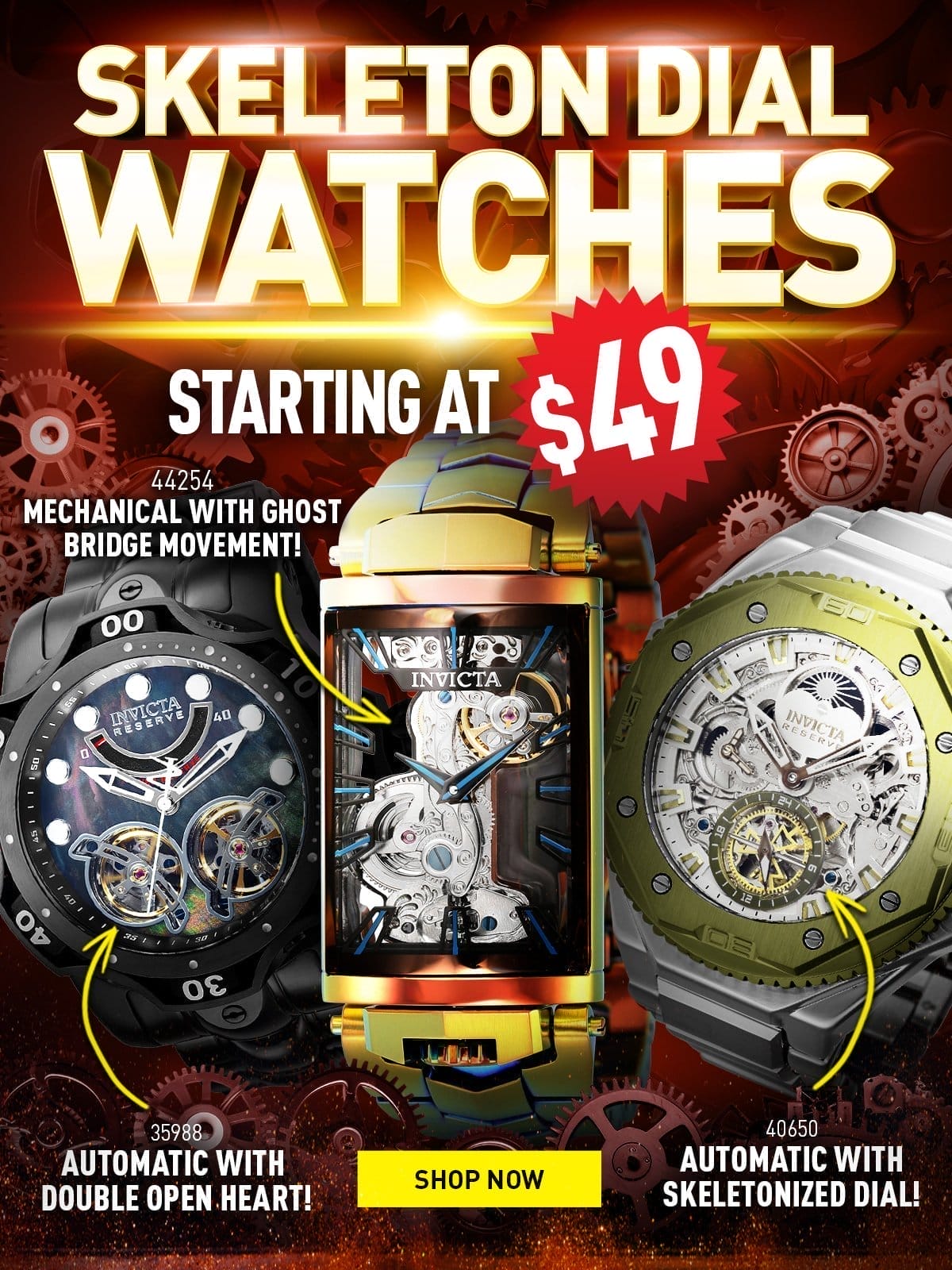 Skeleton dial watches - Starting at \\$49