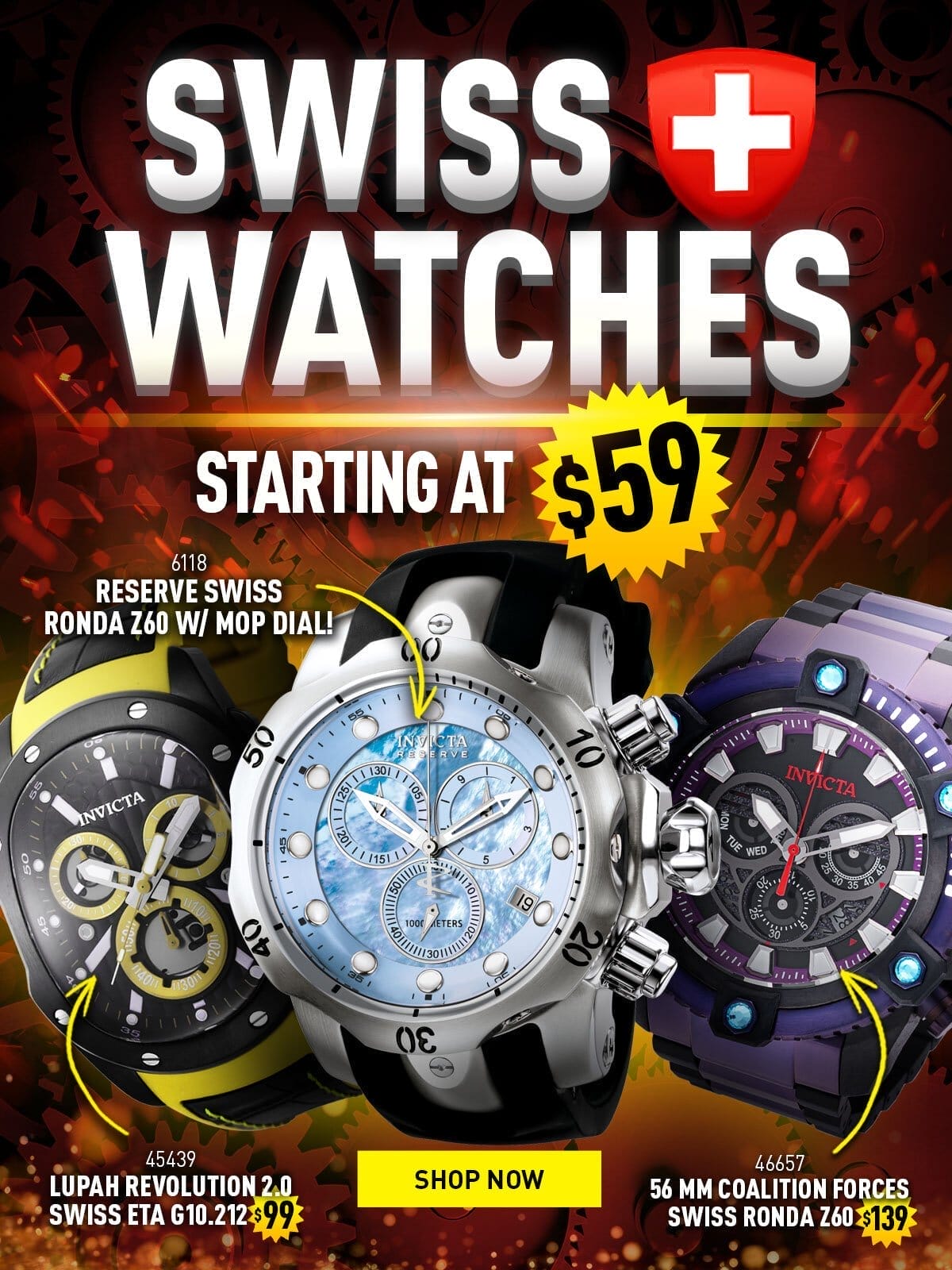 Swiss Watches - Starting at \\$59