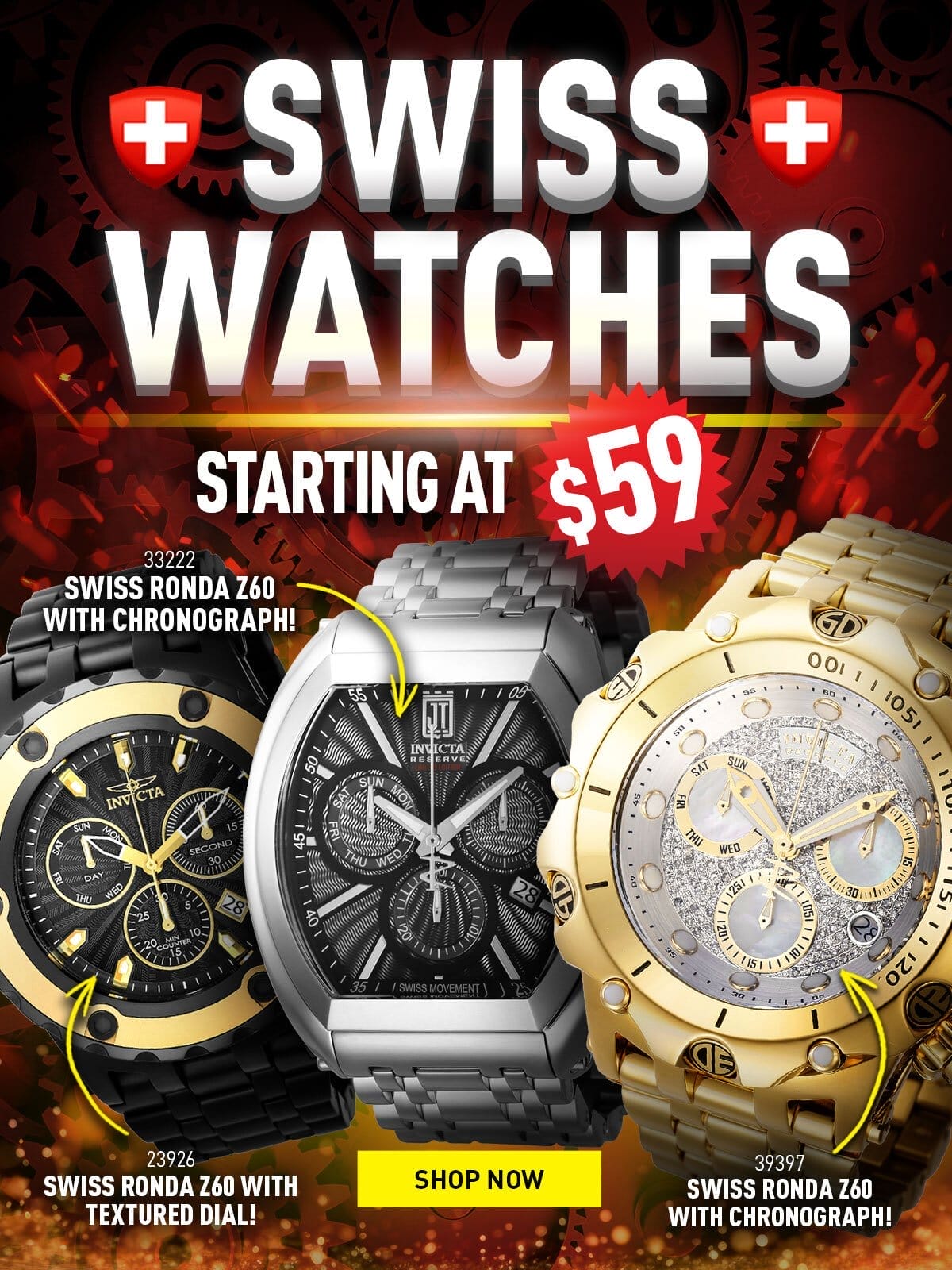 Swiss Watches - Starting at \\$59