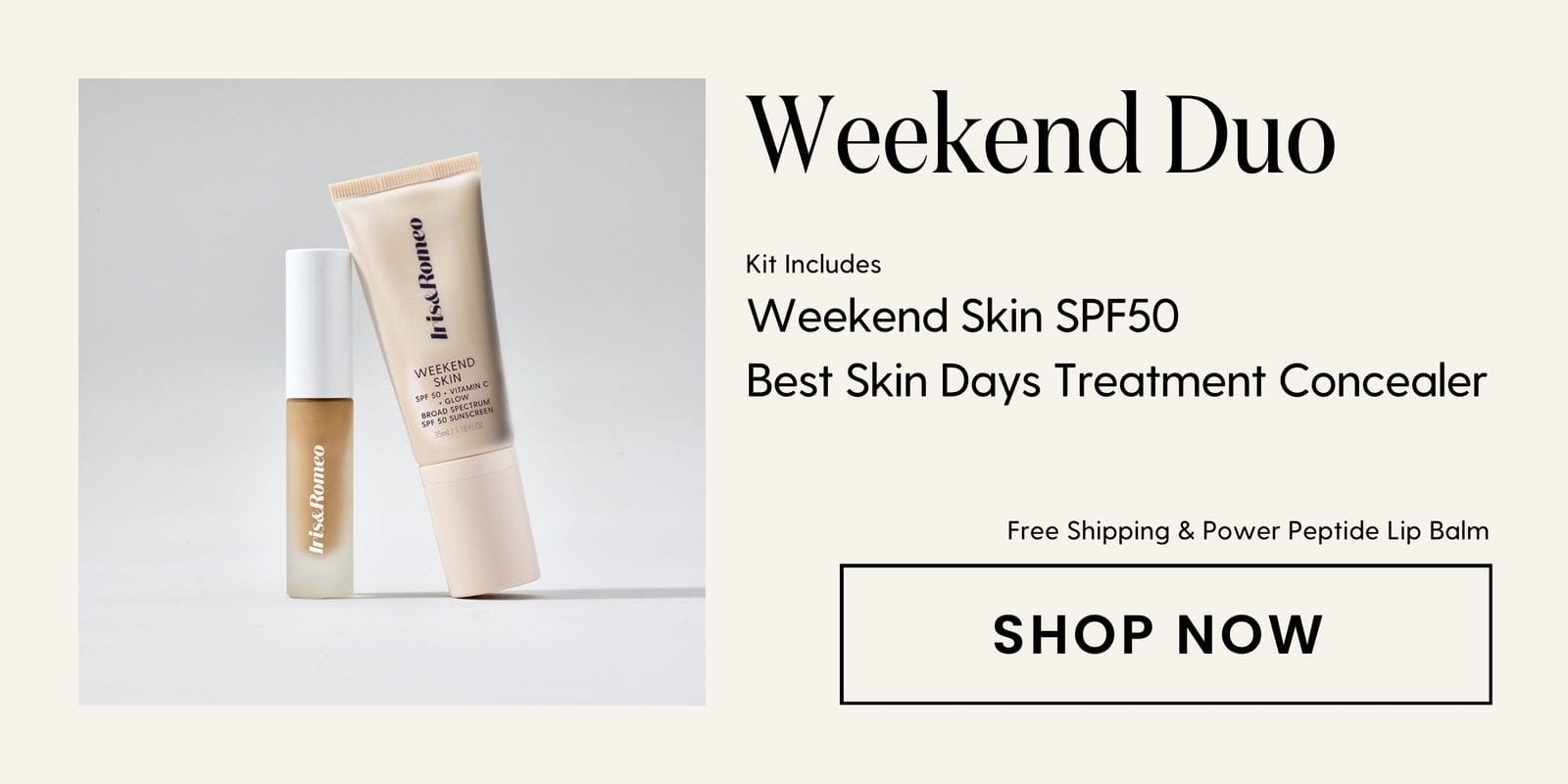 Weekend Duo - It’s the perfect weekend blend. Get bare-faced luminosity combined with SPF 50 & serum-grade actives and our all-new supercharged eye serum and dark spot treatment inside a medium-coverage, creamy concealer. 