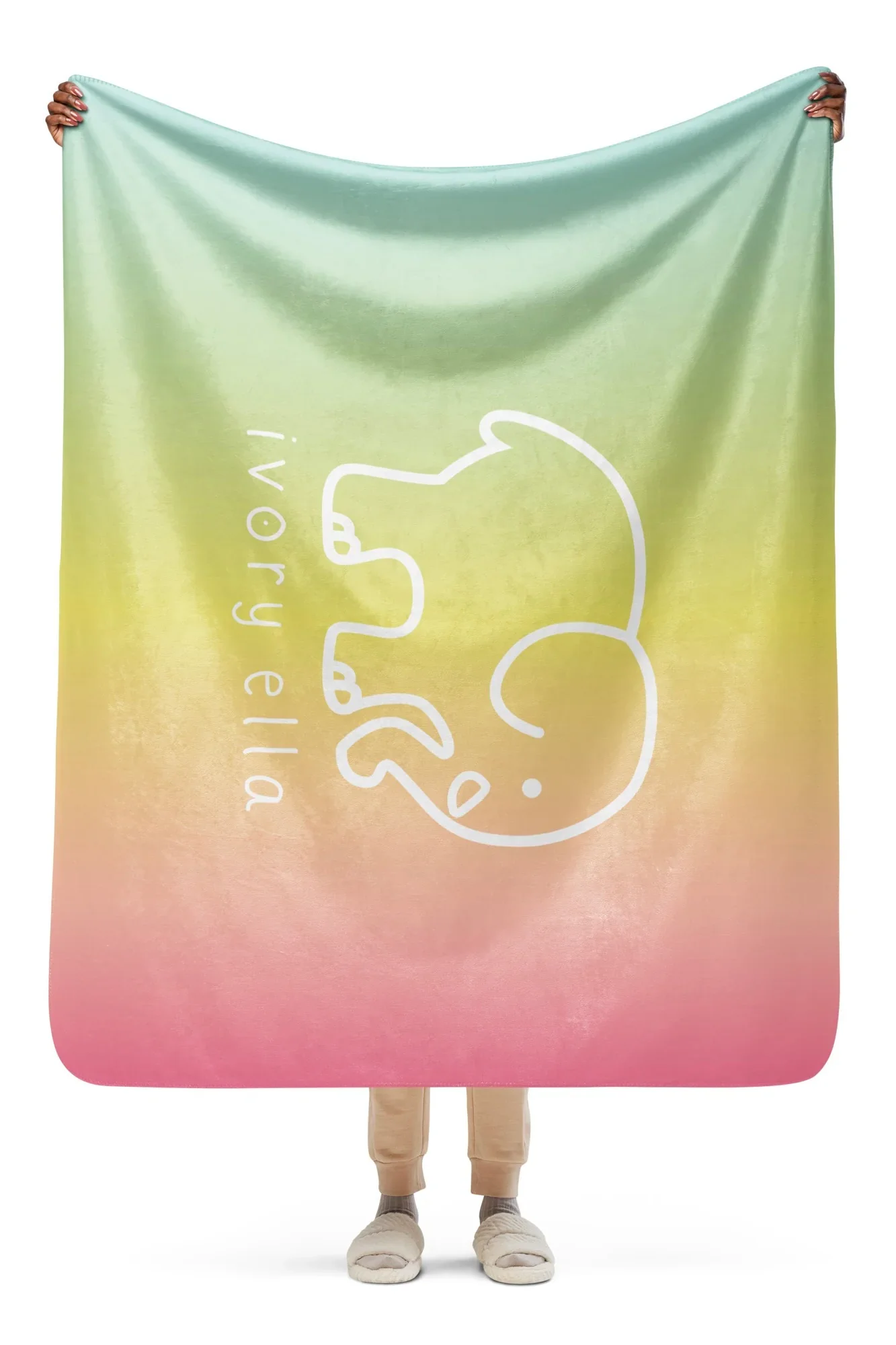 Image of Ivory Ella Rainbow Sherpa Blanket