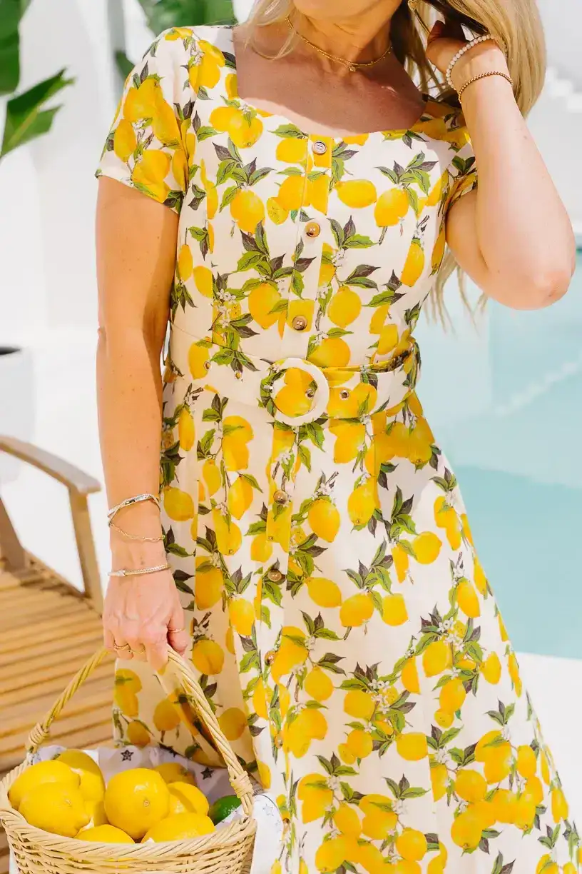 Image of Meredith Dress in Lemons - FINAL SALE