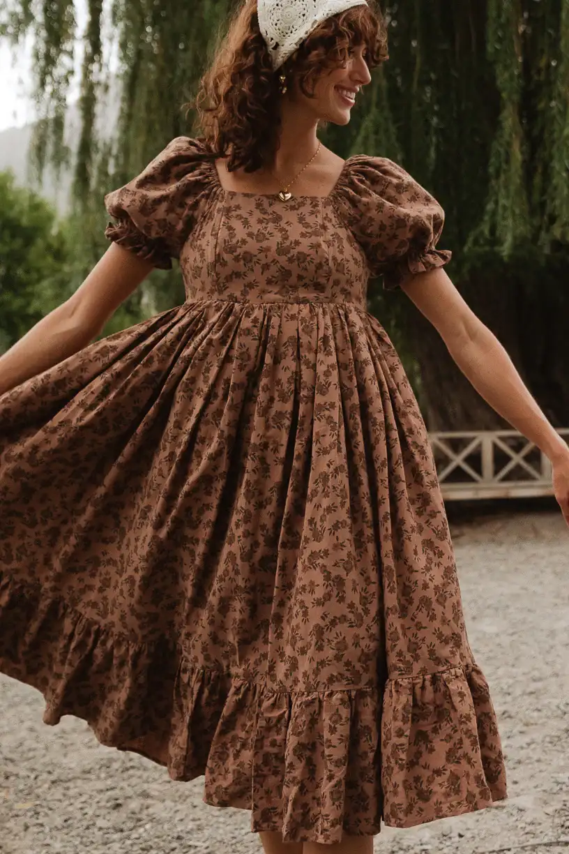 Image of Coco Dress in Brown Floral