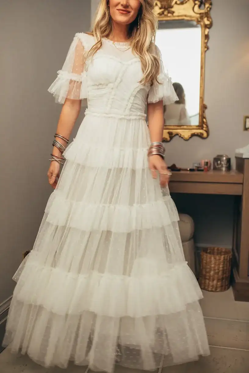 Image of Whimsical Dress in White