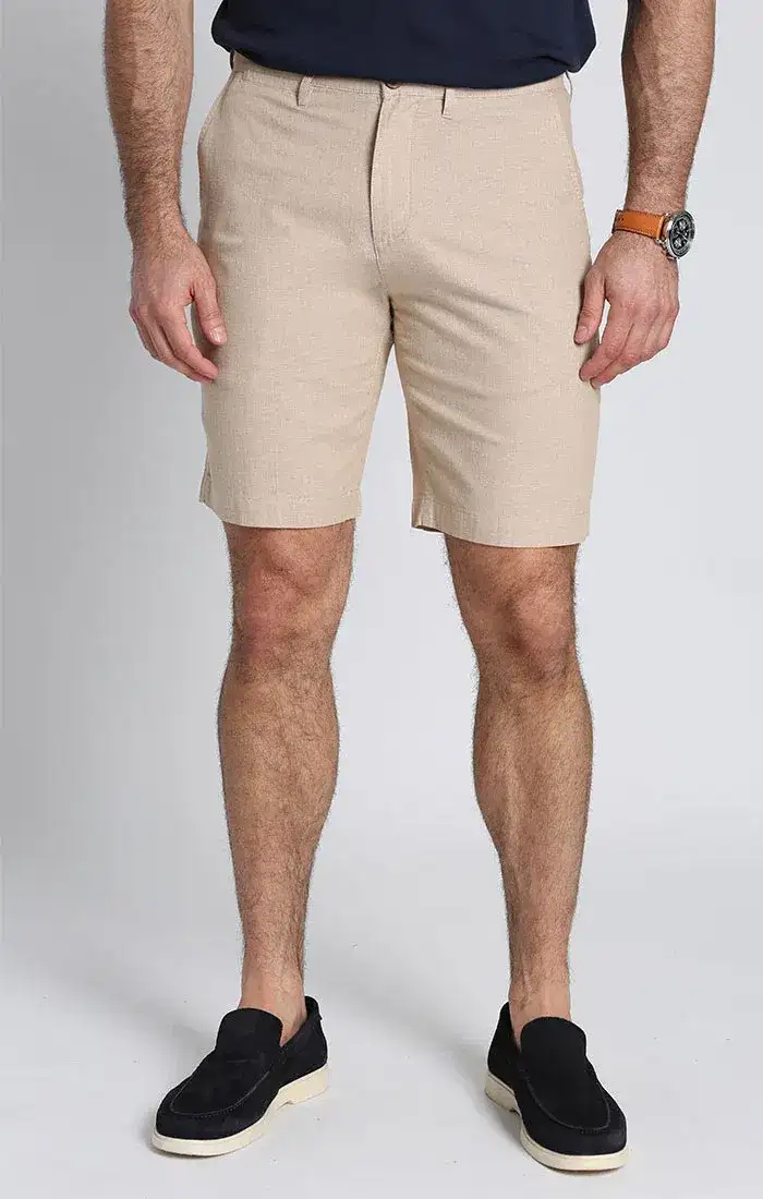 Image of Beige Stretch Chambray Short