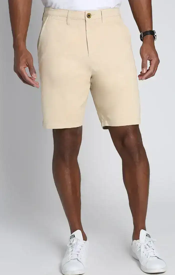 Image of Khaki Stretch Sateen Chino Short