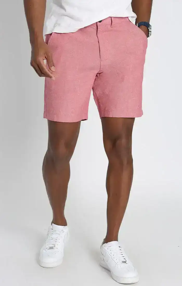 Image of Red Stretch Chambray Short