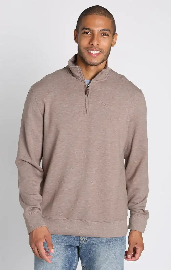 Image of Oatmeal Quarter Zip Soft Touch Fleece Pullover