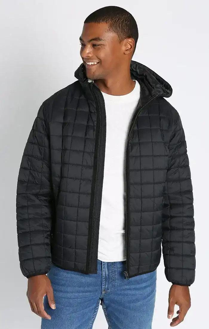 Image of Black Light Quilted Hooded Puffer Jacket