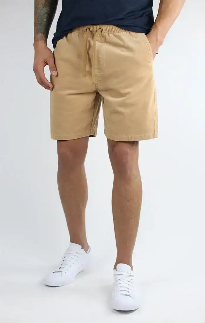 Image of Khaki Stretch Corduroy Pull On Dock Short