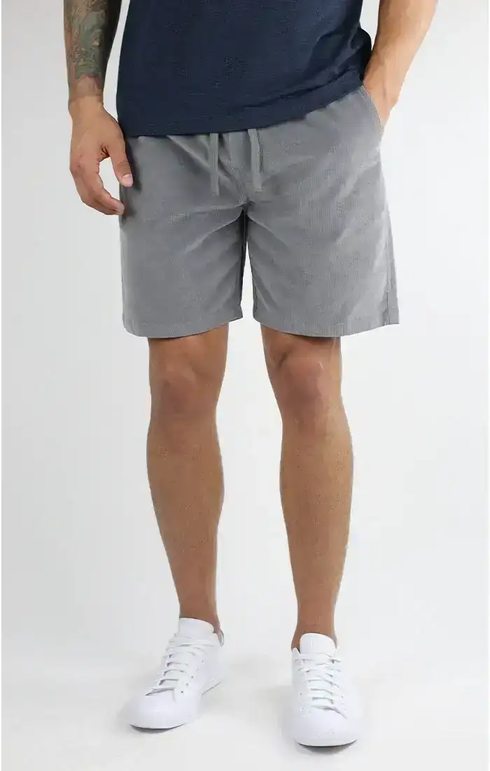 Image of Grey Stretch Corduroy Pull On Dock Short