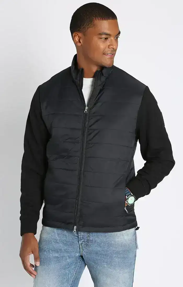 Image of Black Hagan Mixed Media Jacket