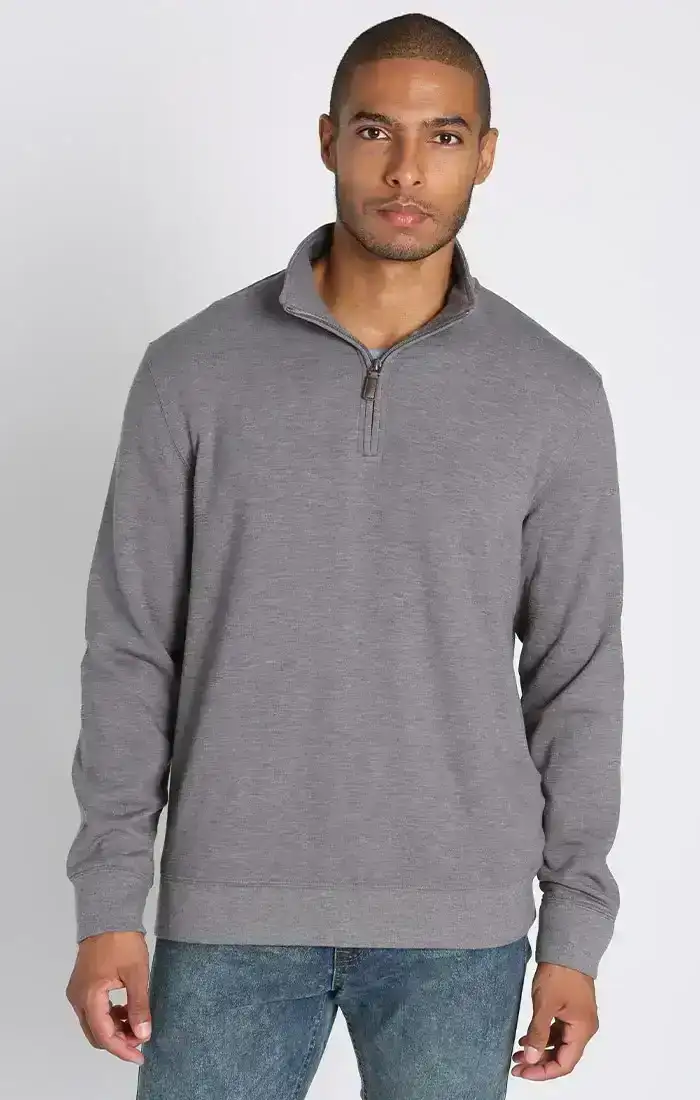 Image of Grey Quarter Zip Soft Touch Fleece Pullover