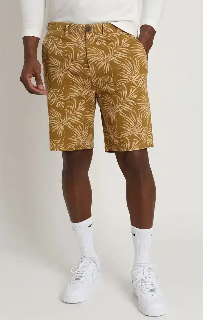 Image of Gold Leaf Print Stretch Chino Short