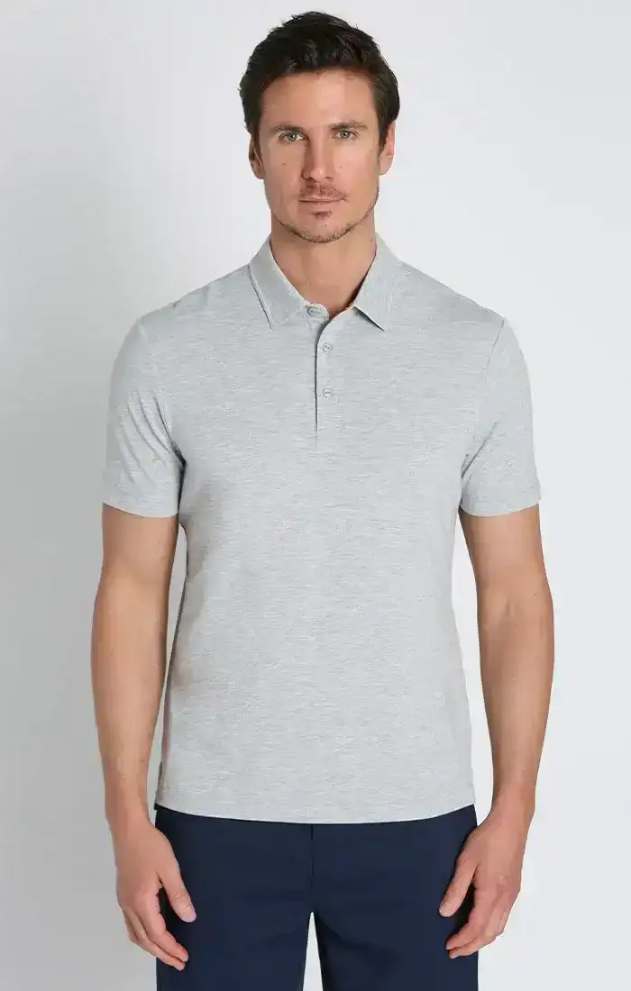 Image of Grey Stretch Poly Viscose Soft Polo