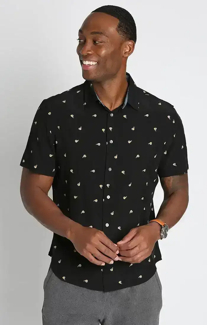 Image of Black Pear Print Gravityless Short Sleeve Shirt