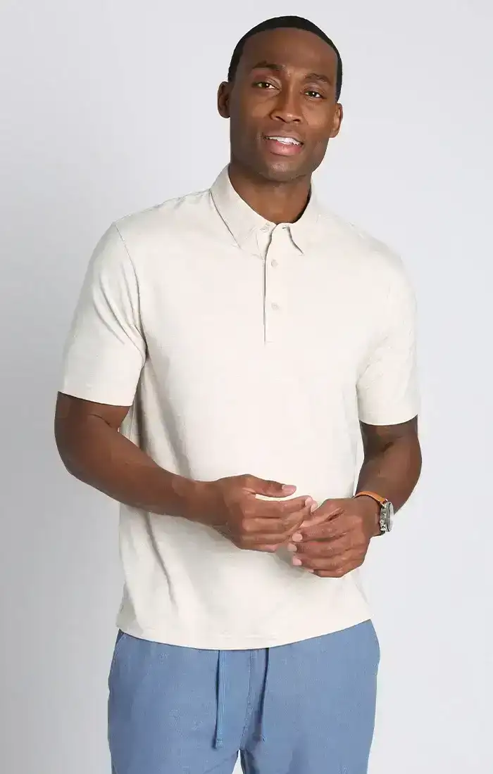 Image of Ivory Cotton Modal Polo Shirt