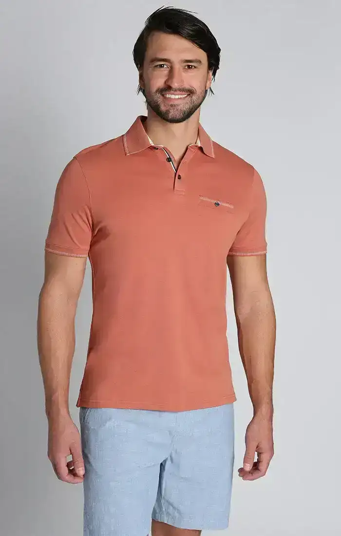 Image of Dark Orange Carlyle Luxe Interlock Polo