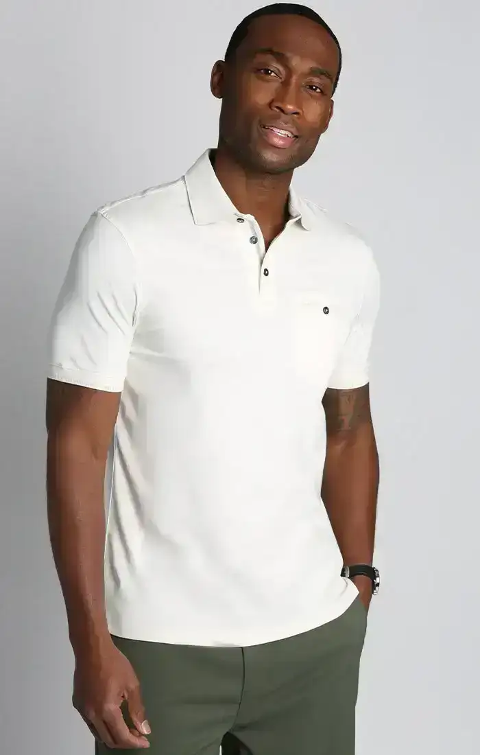 Image of White Carlyle Luxe Interlock Polo