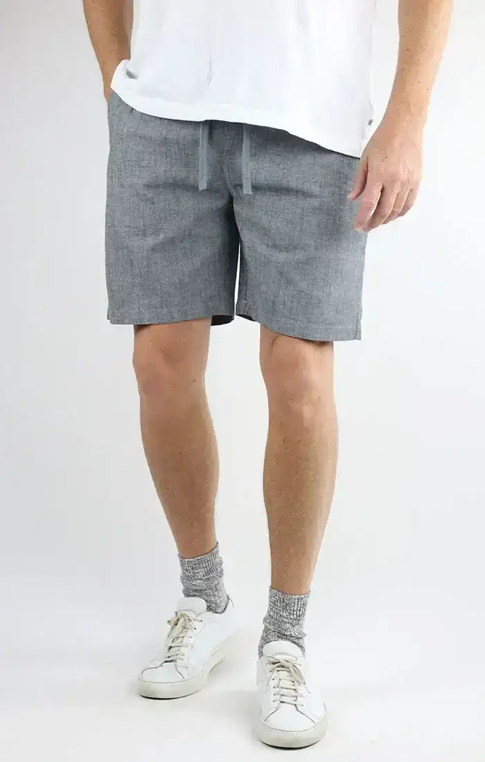 Image of Grey Stretch Chambray Pull On Dock Short