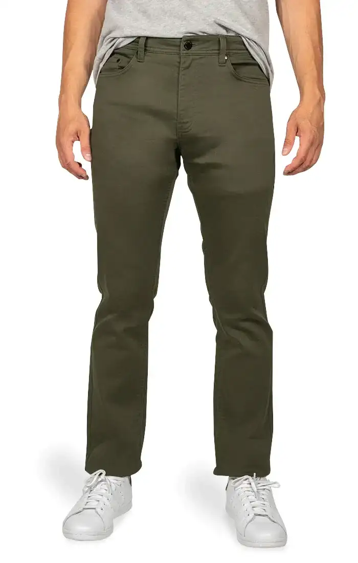 Image of Green Straight Fit Stretch Traveler 5 Pocket Pant