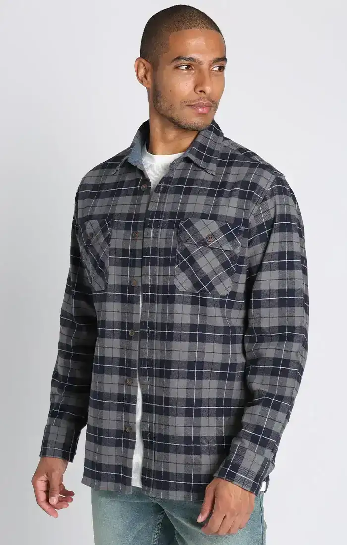 Image of Navy Plaid Brawny Flannel and Thermal 2-Pack