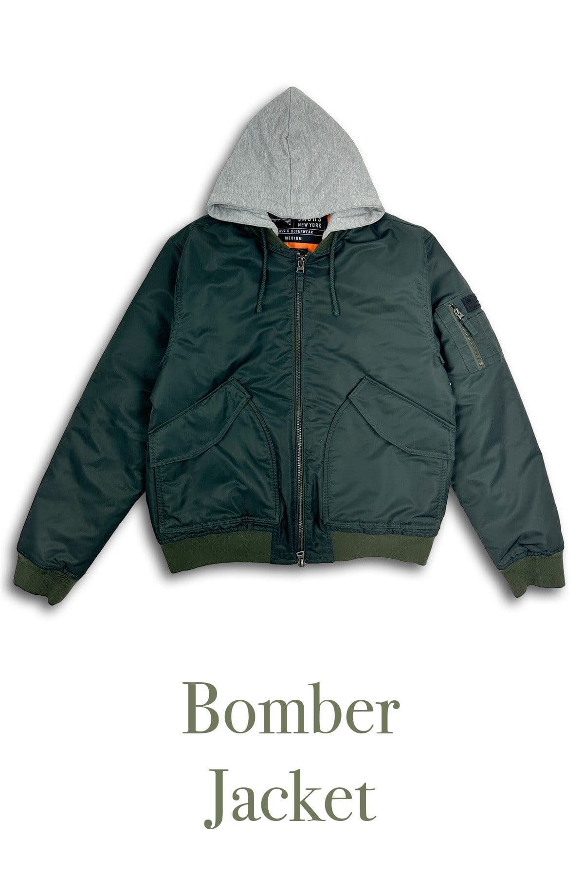 olive hooded bomber jacket