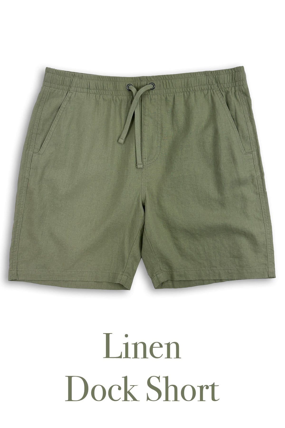 Olive linen pull on dock short