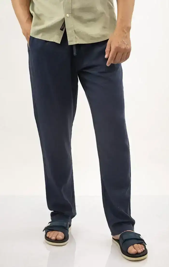 Image of Indigo Linen Viscose Beach Pant