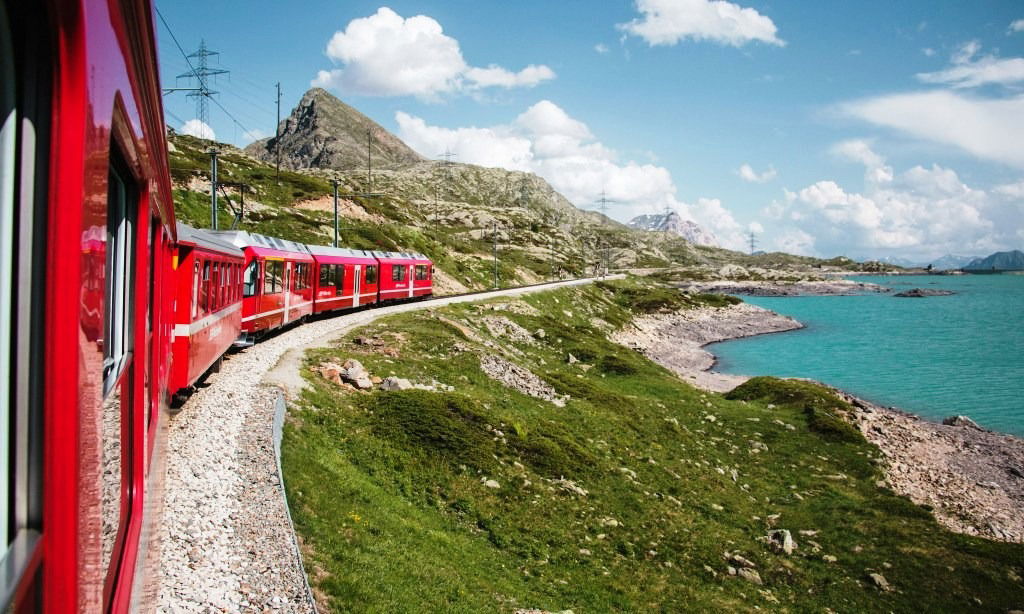 Views of the Bernina Pass from the Benina Express