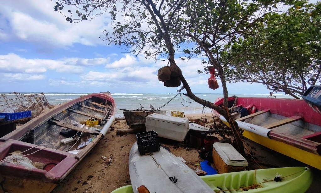 Fishing boats by the sea in Falmouth, Jamaica