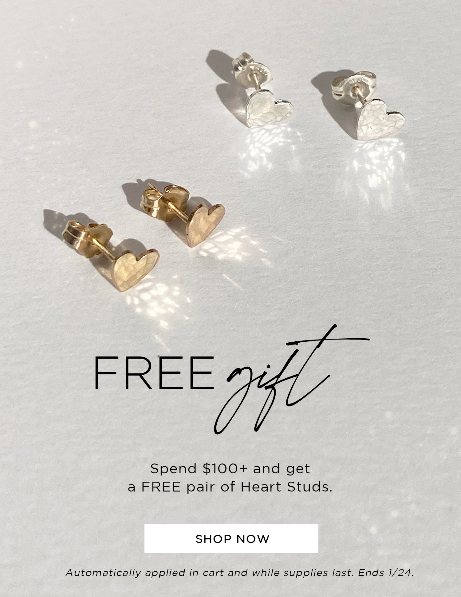 FREE Gift | Spend \\$100+ and get a FREE pair of Heart Studs