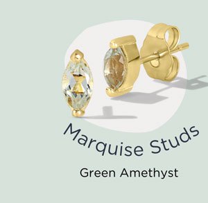 Marquise Studs | Green Amethyst