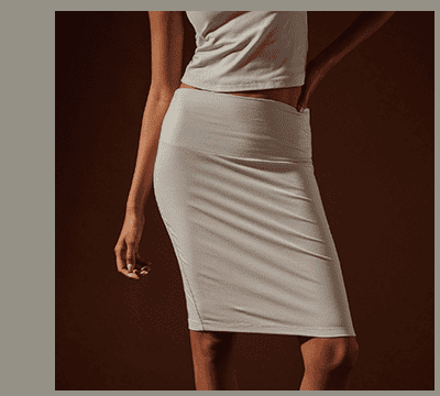 STRETCH LOTUS RIB PENCIL SKIRT